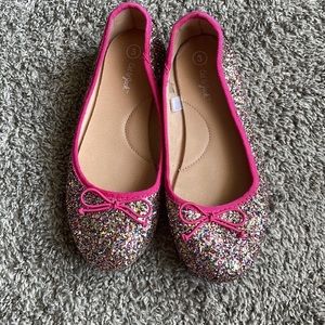 Girls size 3 multi sparkle flats